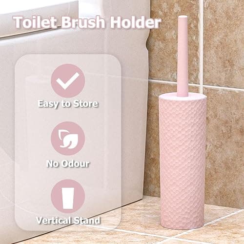 Topsky 2-Pack Closed Toilet Brush Compact Toilet Brush and Holder Plastic Round Barrel Loo Brush with Replacement Toilet Brush Head(Pink) thumbnail 4