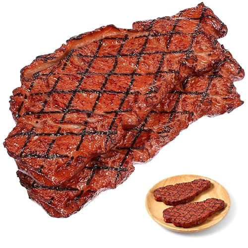 Yardwe 2Pcs Artificial Fake Steak Simulation Food Fake Cooked Roast Beef Meat Home Kitchen Decoration Market Display Photography Props (Brown) - Image 1