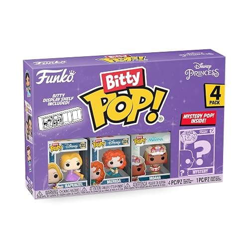 Funko Bitty POP! Disney Princess - Rapunzel, Merida, Moana and A Surprise Mystery Mini Figure - 0.9 Inch (2.2 Cm) Collectable - Stackable Display Shelf Included - Gift Idea - Party Bags Stocking - Image 1