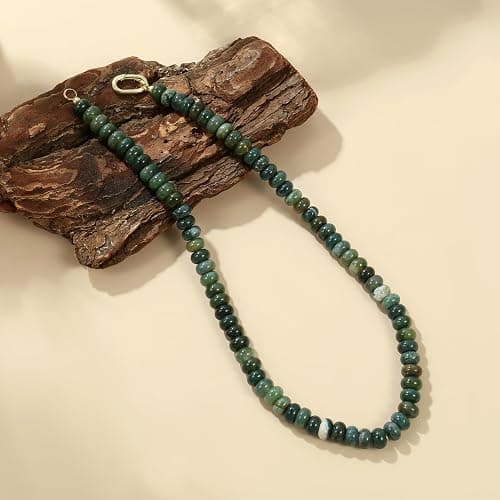 ROISE LADY Beaded Natural Stone Necklaces for Women Choker Gemstone Bead Summer Beach Jewelry Necklace thumbnail 7