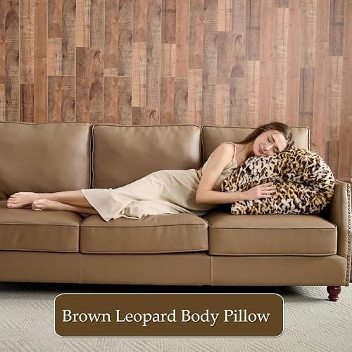 Leopard Print Body Pillow Cover,Fluffy Long Pillow Case Brown Cheetah Print Fuzzy Faux Fur Decorative Pillowcase,Soft Cushion Throw Pillow Covers for Couch Bed 20 x 54 Inches thumbnail 4