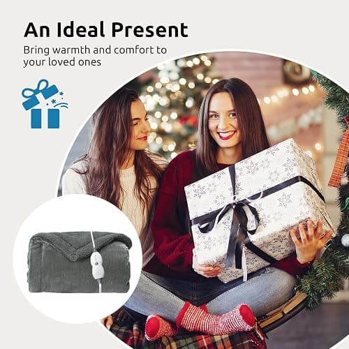 Drewin Heated Weighted Blanket, Sherpa Fleece Electric Throw Blanket 15 lbs for Adult, Fast Heating, Weighted Blankets Twin Size with 4 Heating Levels 2 Hours Timer Auto Off, 48 x 72 inches, Grey thumbnail 7