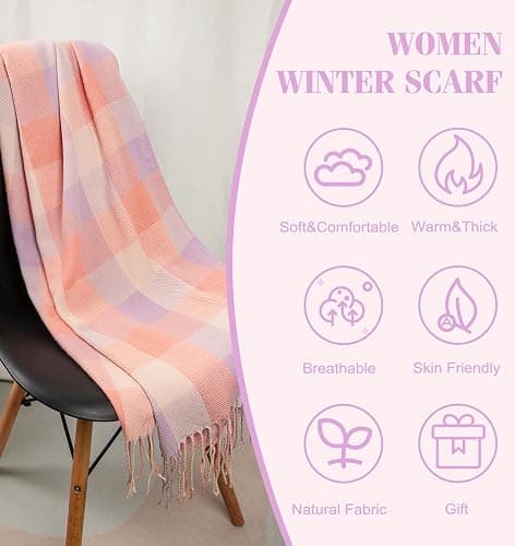 YSense Winter Scarf for Women, Fashion Long Plaid Scarves Warm Big Tartan Blanket Wrap Shawl Ladies Gifts thumbnail 3