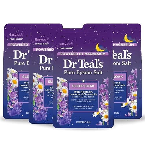 Dr Teal's Pure Epsom Magnesium Salt Soak, Sleep Blend with Melatonin, Lavender & Essential Oils, 3 lb (Pack of 4) - Image 1