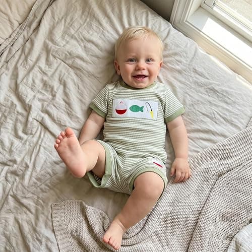 MERSARIPHY Toddler Baby Boy Girl Summer Clothes Embroidery Stripe T-shirt Tops Shorts Sets 6 12 18 Months 2T 3T Casual Outfit thumbnail 6