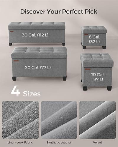 SONGMICS Storage Ottoman, Small Ottoman Foot Rest with Legs, 12.6 x 15.7 x 13.2 Inches Foot Stool, Load up to 660 lb, for Living Room, Bedroom, Dorm, Dove Gray ULSF012G02 thumbnail 6