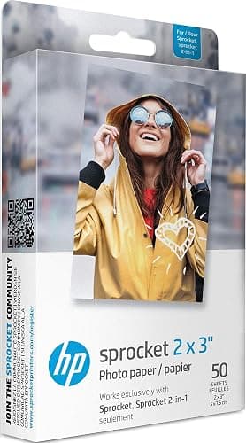 HP Sprocket 2x3" Premium Zink Sticky Back Photo Paper (50 Sheets) Compatible with HP Sprocket Photo Printers. - Image 1