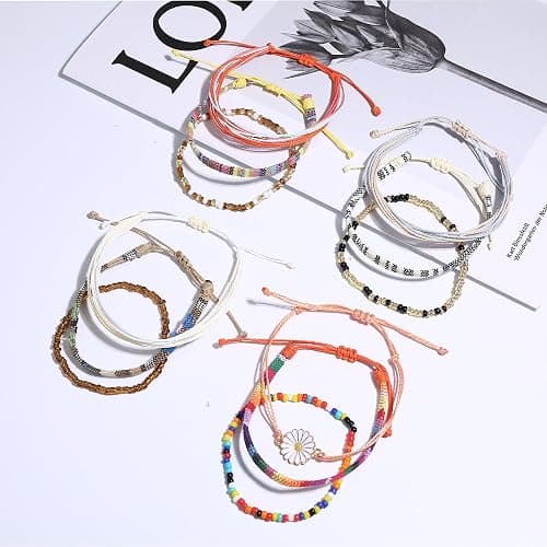 LOLIAS 24 Pieces Ankle String Bracelets for Women Surfer Wave Boho Bracelet Adjustable Handmade Friendship Bracelet String Ocean Beach Boho Bracelets Anklets for Women thumbnail 8