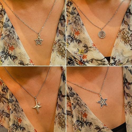 LIRUNQIN 9 Pcs Y2K Grunge Goth Heart and Star Necklace Set for Women - Emo and Scene Accessories thumbnail 6