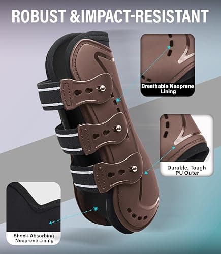 HackFond Horse Tendon Boots, Fetlock Boots & Open Front Boots for Jumping, Set of 4, Horse Protection Leg Guard thumbnail 3