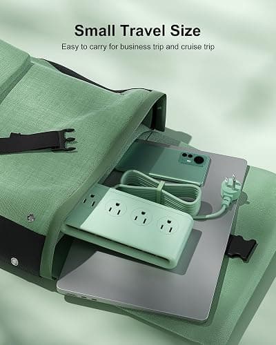 Power Strip with USB C 35W,10-in-1 Flat Plug Wall Charger - 5FT Extension Cord with 4AC, 3 USB A & 3 USB C - PD20W Charging Station for Multiple Devices - Travel Home Office (Green) thumbnail 4
