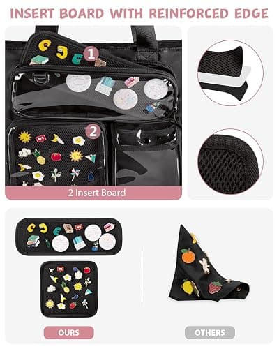 Prokva Large Ita Bag, Kawaii Pin Display Ita Tote Bag for Anime Kpop Fans | Ita Tote Bag with 3 Pin Display Pockets & 2 Inserts, Fits 15.6” Laptop, Kawaii Gift for Anime Kpop Fans Concert Cosplay thumbnail 5