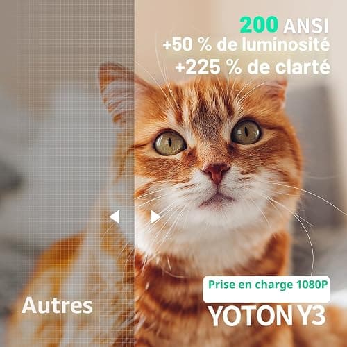 Yoton Mini Projecteur, Videoprojecteur 1080P Full HD Supportée, 200 ANSI, Zoom 50%, 2025 Upgraded Retroprojecteur Portable Compatible avec HDMI USB iOS Android Firestick PS5 | Format compact et léger, Rotation 180°, Zoom 50%, Haut-parleur intégré, Utilisation familiale, Connexion polyvalente thumbnail 2