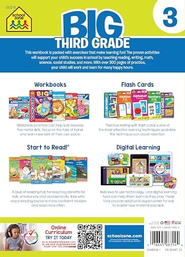 School Zone Big Third Grade Workbook: 320 Pages, 3rd Grade, Reading, Writing, Math, Science, History, Social Science, Critical Thinking, Ages 8-9 thumbnail 2