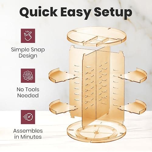 Masirs 360 Rotating Makeup Organizer - Adjustable Shelf Height and Fully Rotatable - The Perfect Round Spinning Cosmetic Organizer for Bedroom Dresser or Vanity Countertop Storage (Brown) thumbnail 5