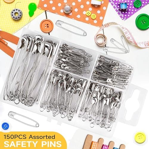 Huhuhero 160Pcs Safety Pins, Large & Small Safety Pins for Clothes Sewing Craft, Nickel Plated Steel Assorted Size Pins Bulk, Art and Craft Supplies (Sliver) thumbnail 2