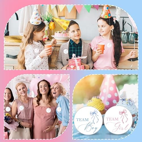 30 Pcs Gender Reveal Pins, Metal Badge Pins for Team Boy and Team Girl, Baby Shower Badges Pins for Party Game, Pink Bow Blue Bow Baby Shower Badges Pins for Guests, Gender Reveal Decor, 1.5 Inch thumbnail 7