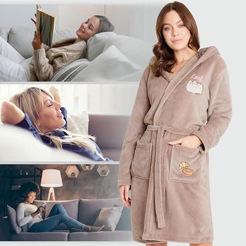 Get Trend Robe for Women Teens, S-XL, Soft Fleece Dressing Gown with Hood, Plush Bathrobe, Cozy Loungewear, Gifts for Women thumbnail 4