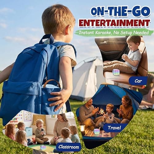 YLL Mini Karaoke Machine for Kids Adults, Bluetooth Speaker with 2 Wireless Microphones, TOP Christmas Birthday Gifts Toys for Girls Ages 3, 4, 5, 6, 7, 8, 9,10,11,12+ Years Old Toddler(Blue) thumbnail 7