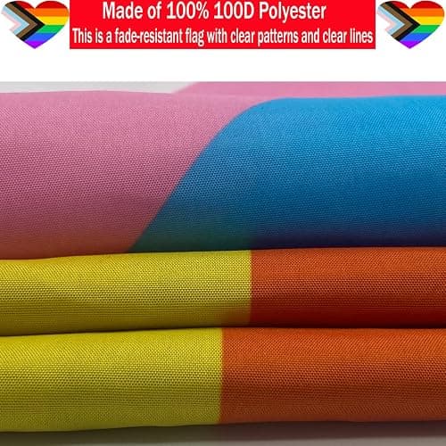 Progress Pride Rainbow Flag 3x5 Outdoor-LGBTQ Gay Lesbian Bisexual Non Binary Transgender All Inlcusive Progressive Pride Rainbow Flag with 2 Brass Grommets thumbnail 6