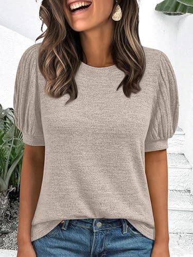 AUTOMET Womens Summer Short Sleeve Sweater Dressy Business Casual Blouses 2026 thumbnail 6