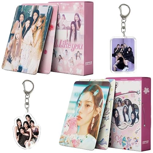 NlsqUK Illit Merch Set, Illit Merch Gifts Set Including Postcards Keychains | 2 Box of Cards＆2 Keychains Gifts for Fans - Image 1