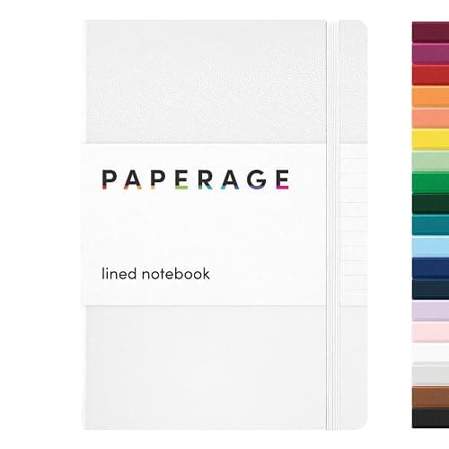 PAPERAGE Lined Journal Notebook, (White), 160 Pages, Medium 5.6 in x 8 in - 100 GSM Thick Paper – Hardcover Journaling Notebook for Work, School & Note Taking - Image 1