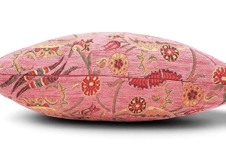YUSUF COLLECTION - Turkish Fabric Pillow Cover 18x18, Pale Pink Boho Throw Pillow, Caucasus Carnation Pattern Decorative Sofa Accent Ethnic Cushion thumbnail 5