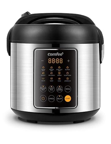 COMFEE' Rice Cooker, 14-in-1 Stainless Steel Multi Cooker, Slow Cooker, Steamer, Sauté, and Warmer, 5.3 QT, 20 Cups Cooked (10 Cups Uncooked), Brown Rice, Quinoa and Oatmeal - Image 1