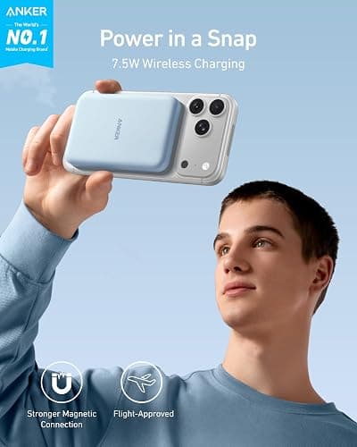 Anker 621 MagGo Power Bank, 5,000mAh Magnetic Portable Charger | Travel Essential Battery Pack with USB-C Cable, Compatible with iPhone 16 / 15 / 14 / 13 / 12 Series thumbnail 2