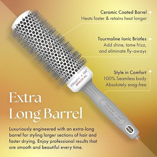 Olivia Garden Ceramic + Ion Speed XL - Extra-Long Round Thermal Hair Brush - Not Electrical - Professional Blowout Brush for Normal to Thick Hair thumbnail 4