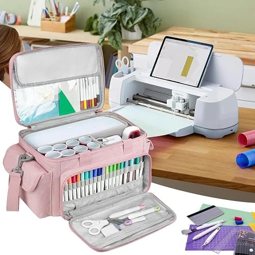 LEFOR·Z Carrying Case Compatible with Cricut Joy Xtra,Protable Travel Storage Bag with Removable Dividers Fits for Cricut Joy Xtra Accessories and Supplies,Pink thumbnail 2
