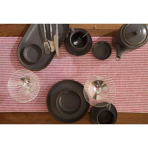 Solino Home 100% Pure Linen Table Runner 14x108 Inch - Narrow Stripe Red and White Cloth Runner for Dining Buffet Table, Indoor, Outdoor - Machine Washable - 4th of July thumbnail 4