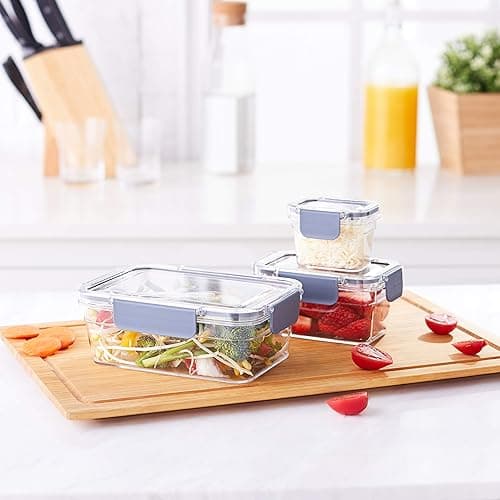 Amazon Basics Large Food Storage Containers - Tritan Plastic Locking, Air Tight, 10 Pieces, Clear - 10 Pieces thumbnail 5