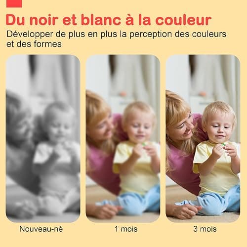 URMYWO Livre Noir Et Blanc Bébé, Jouet Éveil Bébé 0-12 Mois,Tummy Time Bébé | Jeux Bébé Montessori, Livre Tissu Bébé Éveil, Cadeau Naissance, À Fort Contraste, Éveil Visuel, Lavable, À Suspendre thumbnail 3