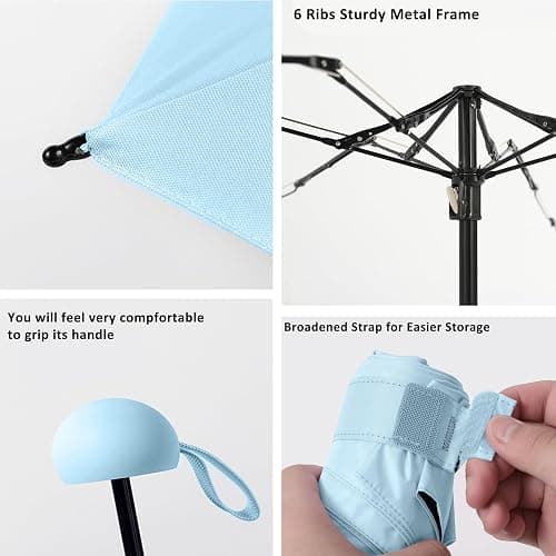 BAODINI Mini Travel Umbrella with UV Sun Protection, Compact Pocket-Size | 8.6 oz Lightweight, Small Portable for Sun & Rain, Fit Purse & Backpack, Travel essentials for Disney & European Trip thumbnail 4