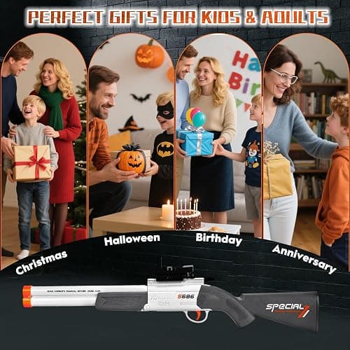Toy Gun Double Barrel Toy Shotgun,with 40 Soft Bullet Darts and Goggles,Foam Dart Blaster with Scope,Christmas Birthday Gifts for Kids Adults Boys Age 8+ (White) thumbnail 7