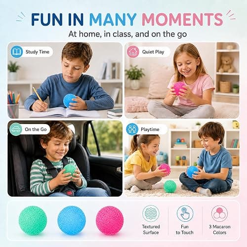 3pcs Squishy Textured Stress Balls Silky Fidget Toys for Anxiety Relief | Soft Squeeze Squishies Sensory Party Favors for Kids/Adults Hand Exercises 1.85inch thumbnail 9