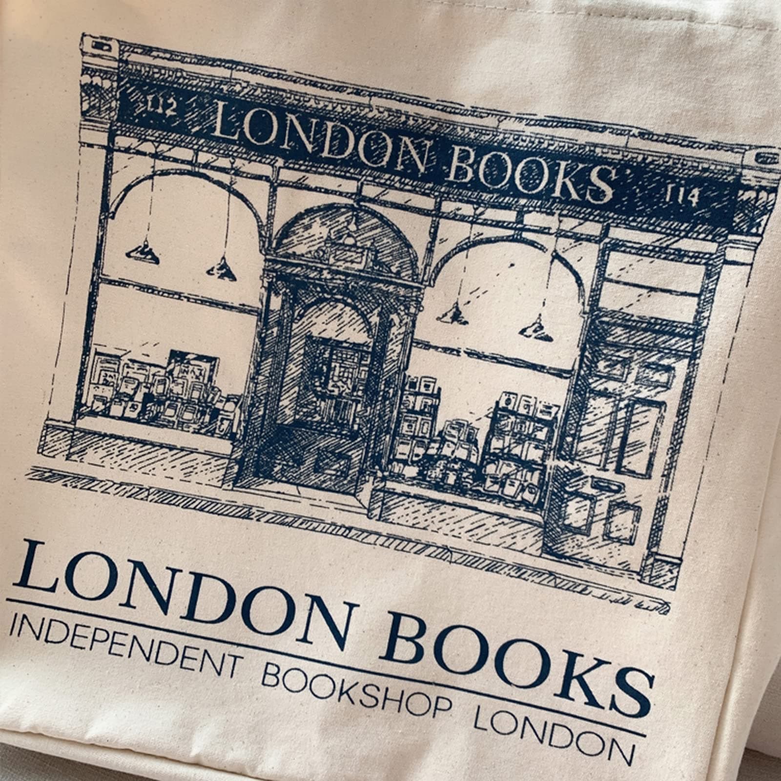 BXCNCKD Vintage London Bookstore Canvas Bag Women's One Shoulder Tote Bag Large Capacity Shopping Bag, Beige, Large thumbnail 7