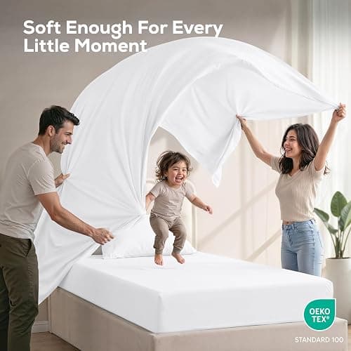 Twin Sheets Set, 3 Pieces 16" Deep Pocket Hotel Luxury Bed Sheets, White | Extra Soft Bedsheet Set, Comfy & Breathable Cooling Sheets, Wrinkle & Fade Resistant, Fitted Sheet, Flat Sheet, 1 Pillowcase thumbnail 5