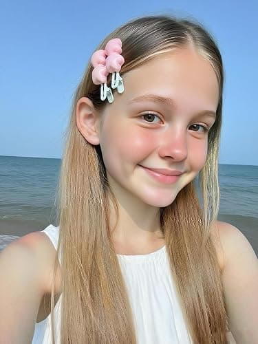 3D Star Hair Clips Women 2.36'' Cute Barrettes Y2K Kawaii Duckbill Clips for Girls Non-Slip Colorful Hair Accessories for Birthday Back to School - 4 Pack, Pink/Yellow thumbnail 6