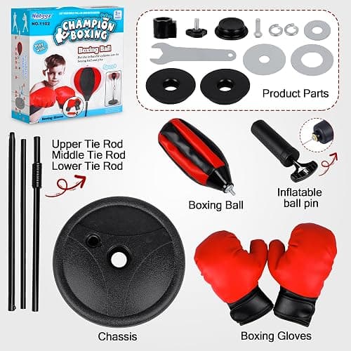 Punching Bag Set Toy with Boxing Gloves, Ideal Birthday for Kids Ages 3-8+ | Height Adjustable Punching Bag, Sport Toy for Boys Girls, Ideal Christmas Birthday Gift for Kids thumbnail 6