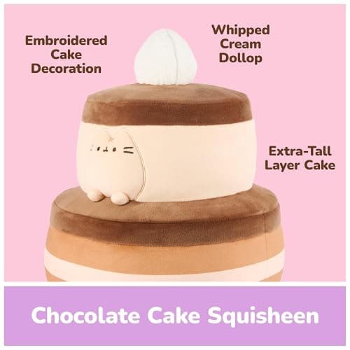 GUND Pusheen Chocolate Cake Squisheen, Squishy Toy, Collectible Plush Toy, Dessert Plush, Cat Stuffed Animal for Ages 8 and Up, Brown, 11” thumbnail 5