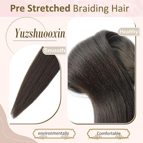 Brown Black Pre Stretched Braiding Hair 30 Inch 2 Packs Pre Feathered Hair Extensions Yaki Texture Braids Hair Easy to Use thumbnail 3