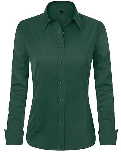 J.VER Womens Dress Shirts Long Sleeve Button Down Shirt Wrinkle-Free Business Casual Blouse Office Work Tops - Image 1