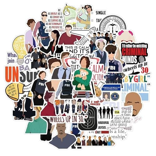 Criminal Minds Stickers 50 Pcs Waterproof, Detachable and Beautiful, Suitable for Sticking on Water Bottles, Phones, Laptops, Guitars, Cars, Motorcycles, Cups, Pianos,Skateboard and Suitcases. - Image 1