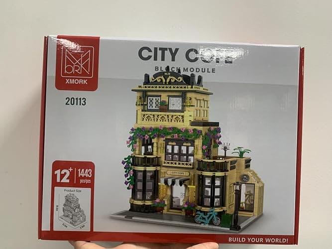 NEWRICE City Cafe Architecture Building Kit with LED Lights,3 Levels City Cafe Model Building Blocks Toy,for 12+Age Teen,Adult（1443 Pieces） thumbnail 7