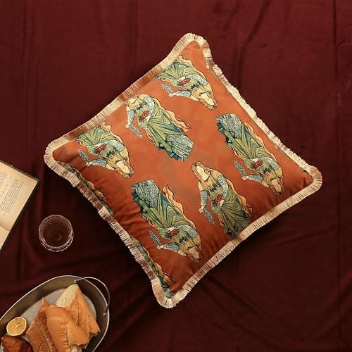 patdrea Designer Vintage Yellow Velvet Throw Pillow Covers 18x18 Inch,Ancient Civilization Characters Pattern,Decorative Square Pillowcases Cushion for Bed Living Room Outdoor Car,Pack of 2 thumbnail 2