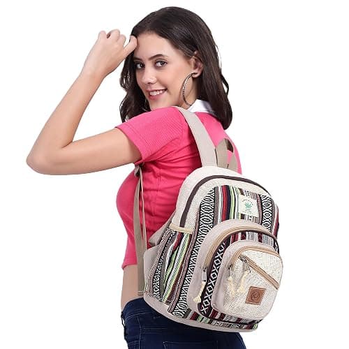 KayJayStyles Handmade Natural Hemp Nepal Backpack Purse, Small Lightweight Daypack (DAYPACK1) thumbnail 4