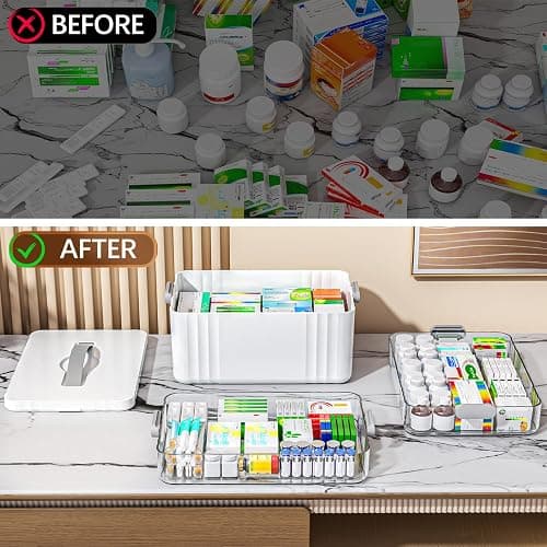 ARSTPEOE 3-Tier Medicine Organizer - Portable Medicine Cabinet with Handle | Multipurpose Medical Box, Pill Organizer, Empty First Aid Kit for Home thumbnail 4